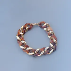 Close-up detail showcasing the stylish chunky acrylic and metallic chain link texture.