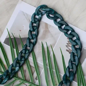 Acrylic bag chain dark green resin strap replacement trendy handbag accessory 20x30mm details