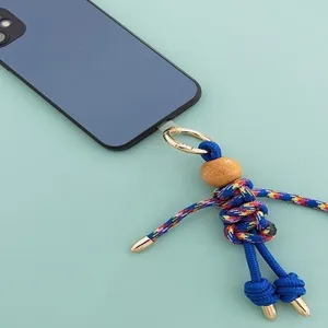 Handmade woven doll phone charm cute paracord puppet keychain for bag phone case accessory