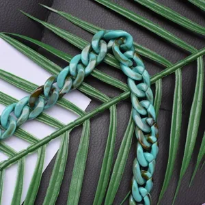 Turquoise acrylic resin chain strap for handbags, stylish replacement bag strap and mask chain.