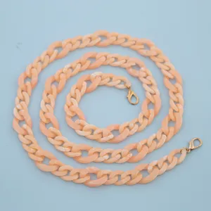 Acrylic bag chain strap peach color chunky resin chain for crossbody handbag phone case accessories