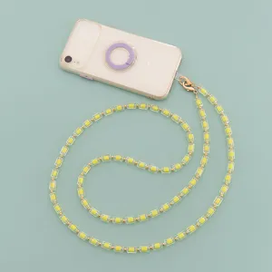 Yellow clear beaded phone strap long chain bag accessory elegant design chic style trendy