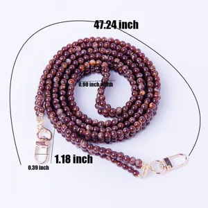 Bandoulière de sac à perles à trois rangées avec mousquetons dorés, sangle de rechange élégante.