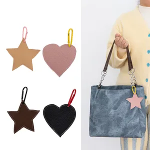 Fashion PU Leather Star Heart Bag Charm Pentagram Keychain Pouch Decorative Pendant With Metal Clasp For Handbag Backpack Accessory