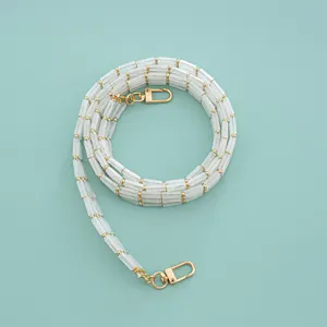 Acrylic bamboo style cross-body bag strap luxury gold chain replacement for women handbags.