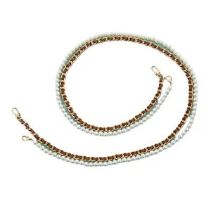 Chaîne de sac DIY perle et bracelet en cuir tissé en métal élégant accessoire de sac à main