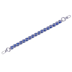 Metal bead handbag chain phone strap 40cm silver and blue acrylic decorative accessory