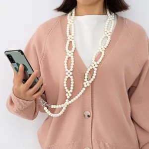 Woven beaded phone strap pearl bag chain stylish cross-body accessory for daily use