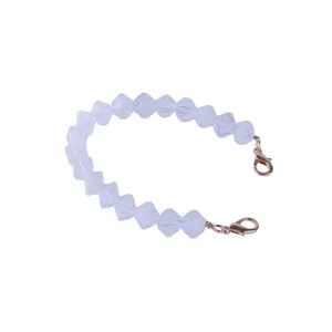 Clear faceted acrylic beads purse chain detail with gold lobster clasps for handbags.