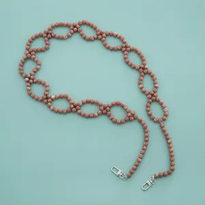 Pink beaded bag strap and phone chain with metal clasps for daily stylish accessories main view