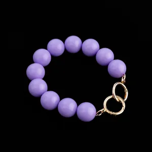 Purple round bead handbag strap replacement chain stylish acrylic purse handle accessory