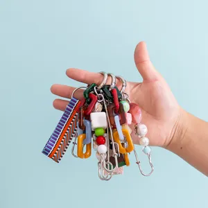 Acrylic Beaded Woven Strap Keychain Mixed Style Bag Pendant Cute Keychain Charm Accessories For Women