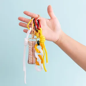 Colorful DIY woven keychain bag charm trendy multi-element handbag hanging accessory gift
