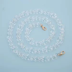 Clear acrylic bag chain strap replacement with gold lobster clasps for crossbody purse handbag.
