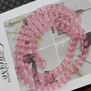 Pink translucent acrylic chain bag strap, medium size decorative handbag strap replacement