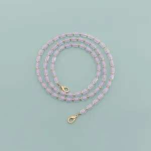 Elegant beaded bag chain with purple and transparent tubes, stylish replacement strap for women.