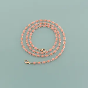 Long Beaded Bag Chain Pink Cylinder Beads Acrylic Gold Tone Clasp Elegant Handbag Accessory