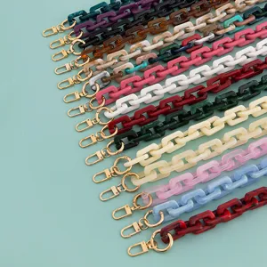 Catena in acrilico colorato per borse DIY e custodia telefono con moschettoni dorati
