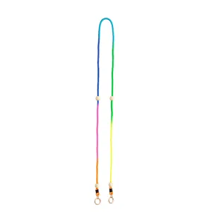 Cordino per telefono intrecciato arcobaleno con perline di legno, cinturino leggero.