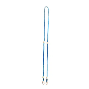 Cordino per cellulare intrecciato sfumato blu 120cm con perline di legno dettaglio