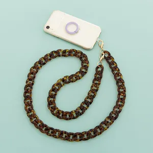 Sangle de chaîne en acrylique écaille de tortue pour étui de téléphone, accessoire DIY 120cm.
