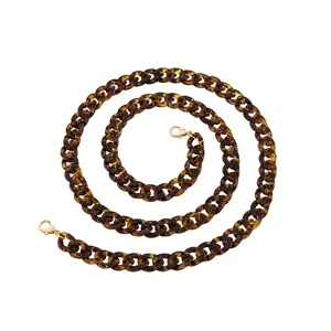 Chaîne de sac en acrylique écaille de tortue 120cm sangle DIY fermoirs dorés accessoire