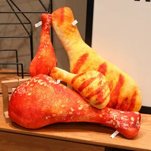 Creative simulation chicken leg plush pillow toy, realistic fried drumstick cushion for home decor.