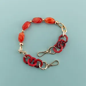 Red and gold short phone chain stylish decorative multi-functional accessory 40cm