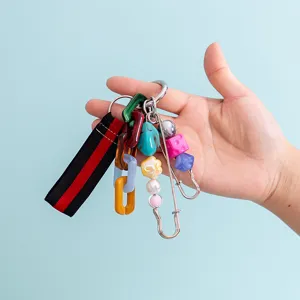 Macaron beaded DIY woven strap women's mixed keychain bag charm exquisite accessory