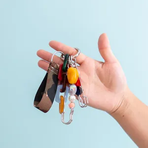 Macaron beaded DIY braided webbing women's mixed keychain bag charm detail presentation