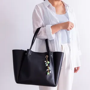 Chic resin pearl bag charm colorful macaron keychain stylish handbag accessory for women