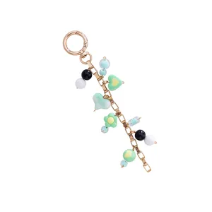 Macaron style cute resin heart flower charm keychain for women stylish handbag pendant accessory
