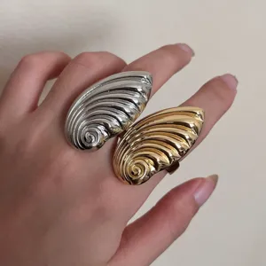 Vintage Übertrieben Legierung Muschel Ring Für Damen Statement Geometrisch Spirale Open Finger Ring Vergoldet Versilbert Modeschmuck Geschenk