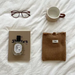 Handgemachte gestrickte Handytasche Mini süße Wolle Umhängetasche braune Wintertasche