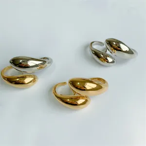 Minimalistischer tropfenförmiger offener Ring, verstellbarer Metallring für Damen.