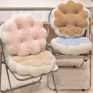 Cute cartoon flower plush cushion for chair seat pad soft fluffy macaron home decor item
