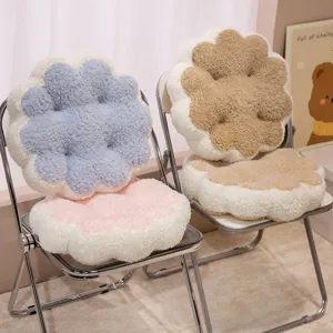 Fluffy flower plush cushion soft seat pad cute cartoon floor pillow for home room decor chair