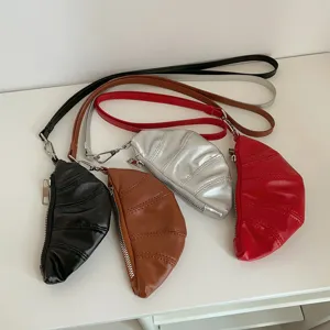 Mini borsa a crostata portamonete collana, eleganti piccole borse a tracolla in pelle.