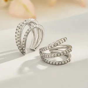 Elegant multi-layer wrap spiral ring with sparkling pavé cubic zirconia for trendy women.