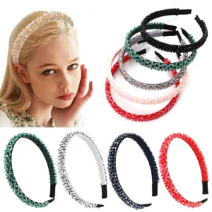 Elegant Pave Rhinestone Headband For Women Shiny Crystal Beaded Hair Hoop Retro Korean Style Fashion Hair Accessories For Daily Wear