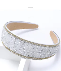 Elegant handmade crystal rhinestone headband, chic vintage sparkling hair hoop accessory for women