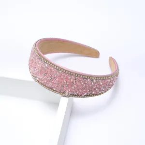 Pink crystal rhinestone headband handmade claw chain elegant hair accessory for women daily wear