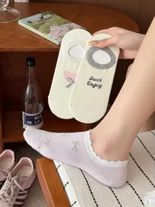 Japanische süße Schleife Boot Socken Damen Sommer dünn atmungsaktiv rutschfeste Baumwollsocken