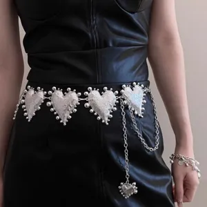 Vintage Herz Metall Taillenkette Für Damen Gold Silber Überzogene Elegante Herzförmige Kettengürtel Zubehör Für Kleider Anzüge