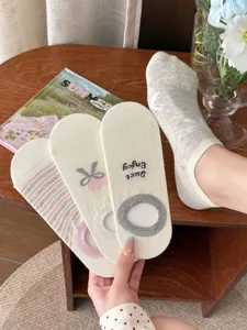 Japanische Schleife Bootssocken für Damen, Sommer dünne flache atmungsaktive Baumwollsocken.