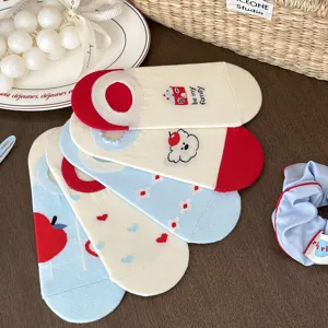 Damen süße Baumwolle Bootssocken flach unsichtbar anti-Rutsch Sommer kurze Socken Set