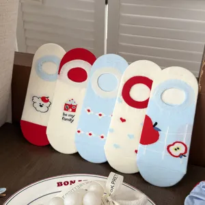 Niedliche Cartoon Baumwoll Bootssocken für Damen, atmungsaktive Sommer flache Socken.