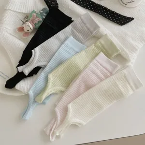 Women summer ribbed stirrup leg warmers ballet style solid color casual calf socks multi-color.
