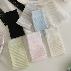 Summer thin solid color ribbed stirrup leg warmers for women fashion detail view