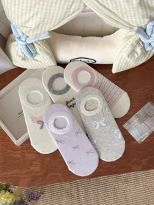Damen süße Schleife niedrige Socken atmungsaktive weiche Baumwolle unsichtbare Socken
